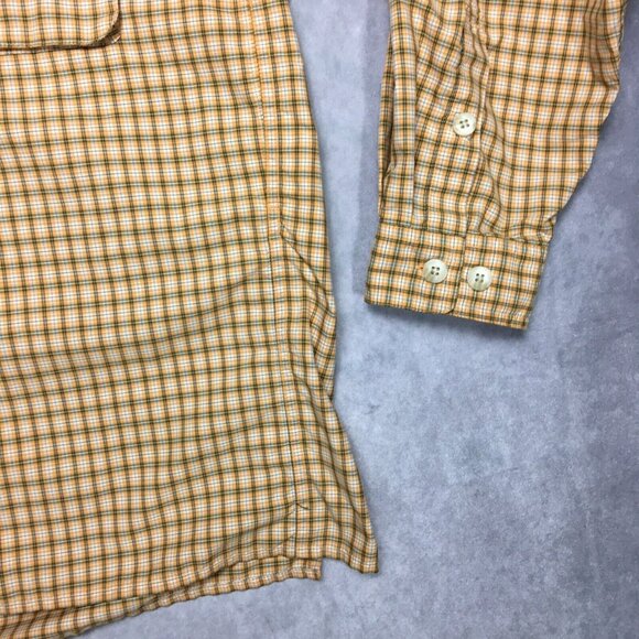 Exofficio Mens Long Sleeve Vented Shirt size XL Orange Plaid Button Up Pockets - Picture 12 of 16